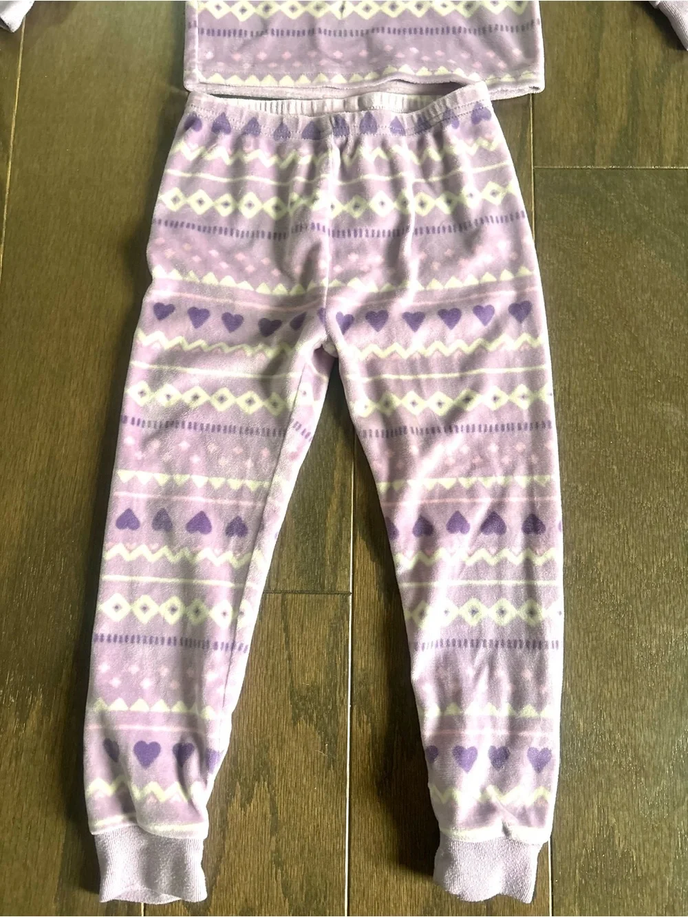 Carters Purple & White Fair Isle Heart 2 Pc Soft Long Sleeve/ Pants Pajamas- 4T.